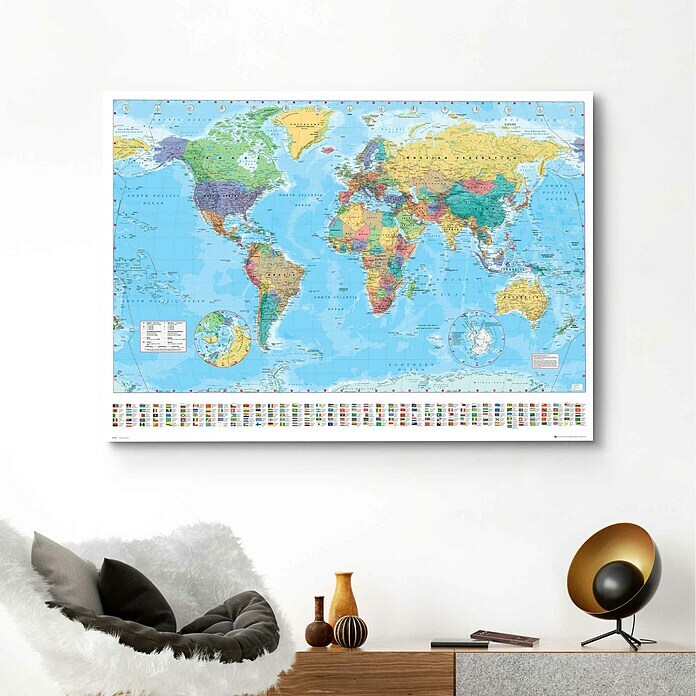 Decoratief paneel (World Map English Political, b x h: 100 x 140 cm) | BAUHAUS
