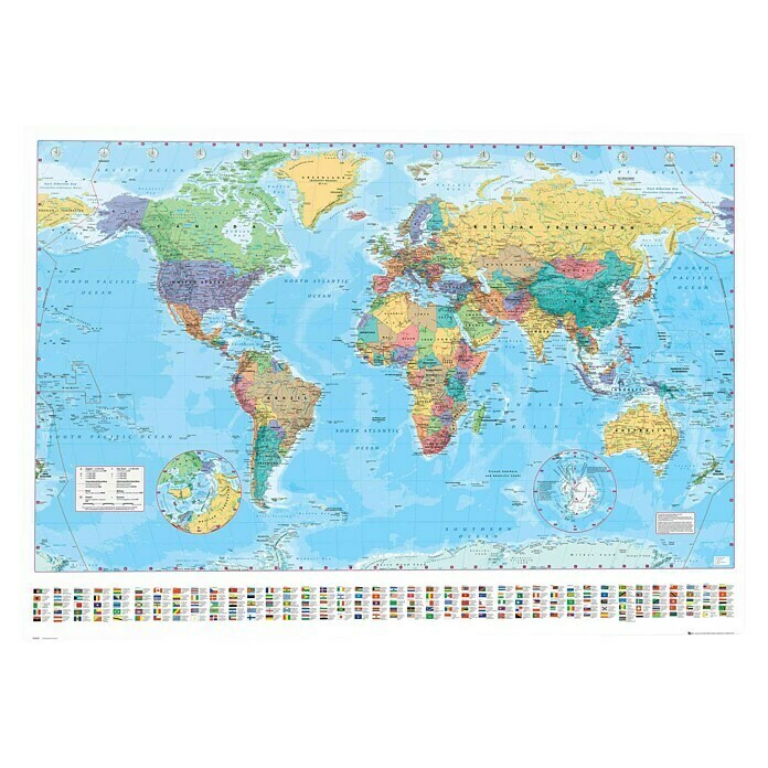 Decoratief paneel (World Map English Political, b x h: 100 x 140 cm) | BAUHAUS