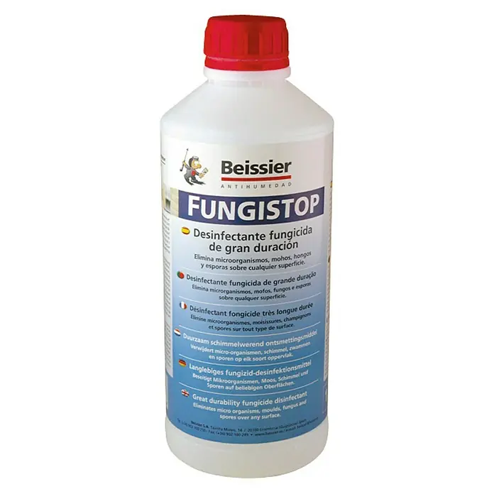 Beissier Eliminador de moho Fungistop - Incoloro, 1 l - Fungistop de Beissier, un desinfectante fungicida de gran duración que elimina microorganismos, mohos, hongos y esporas.