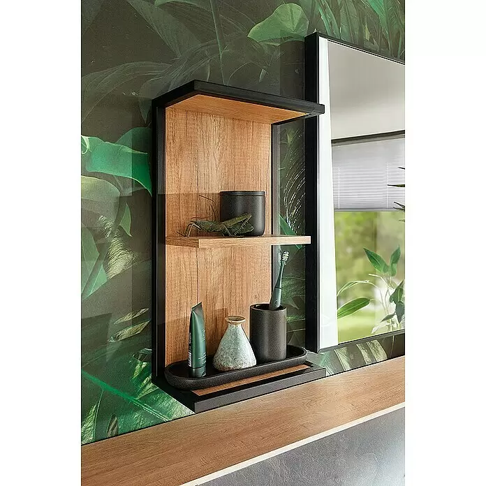Astor Tree Wandregal - L x B x H: 16 x 30 x 57,5 cm, Eiche/Schwarz - Stimmungsaufnahme