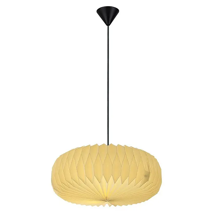 Nordlux Lampenschirm BELLOY - L x B x H: 45 x 45 x 18 cm, Weiß, 45 cm - Elegante Hängeleuchte mit einem schwarzen Aufhänger und einem cremefarbenen Lampenschirm, der ein warmes, einladendes Licht verbreitet.