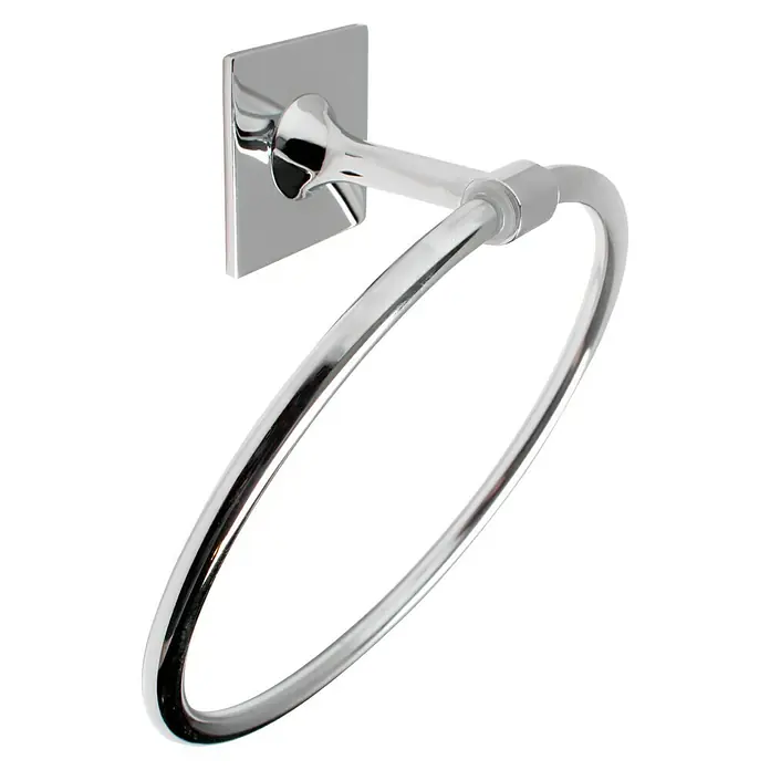 Bath Stage B-Square Toallero de anilla - Ancho: 16 cm, Tipo de montaje: Pegado, Brillante - Un toallero de aro cromado brillante, perfecto para cualquier baño. Su diseño moderno ofrece funcionalidad y estética.