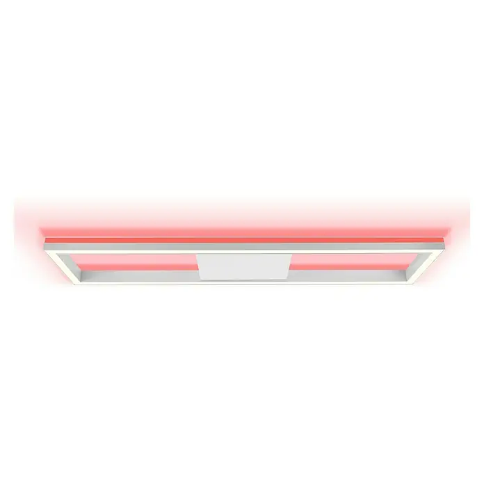 Brilliant LED-Panel Icarus - L x B x H: 100 x 25 x 7,5 cm, 37 W, Weiß, Warmweiß - Die minimalistische LED-Deckenleuchte strahlt in einem warmen Rotton und sorgt für eine moderne und einladende Atmosphäre im Raum.