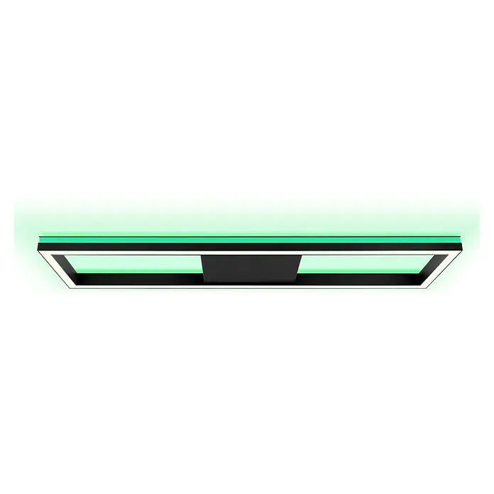 Brilliant LED-Panel Icarus - L x B x H: 100 x 25 x 7,5 cm, 37 W, Schwarz, Warmweiß - Moderne LED-Deckenleuchte mit stilvollem Design und energieeffizienter Beleuchtung, ideal für Wohn- und Geschäftsräume mit ihrer grünen Lichtfarbe.