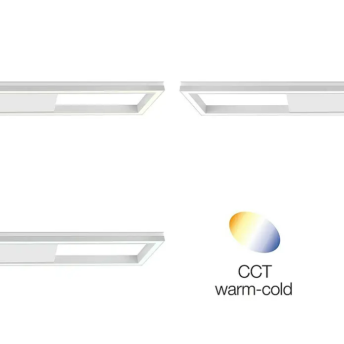 Brilliant LED-Panel Icarus - L x B x H: 100 x 25 x 7,5 cm, 37 W, Weiß, Warmweiß - Weißer LED-Einbaustrahler mit warm-kalt einstellbarer Farbtemperatur. Moderne Deckenleuchte für flexible Lichtstimmungen.