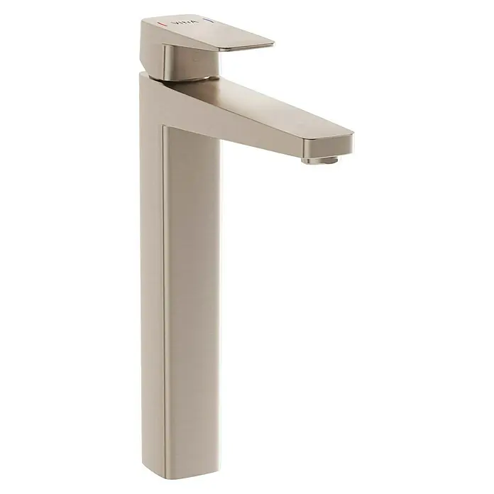 VitrA Waschtischarmatur Root Square - Höhe: 31 cm, Nickel - Ein moderner, hoher Waschtischmischer in gebürstetem Nickel, der durch sein minimalistisches Design und seine klaren Linien besticht.
