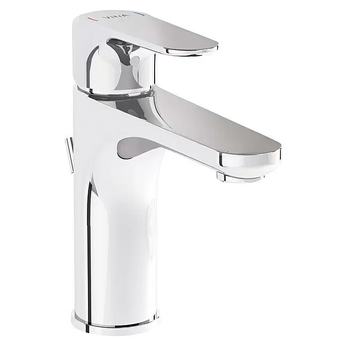 VitrA Waschtischarmatur Root Round - Chrom - Eleganter verchromter Einhebel-Waschtischmischer mit Heiß- und Kaltwasseranzeigen.