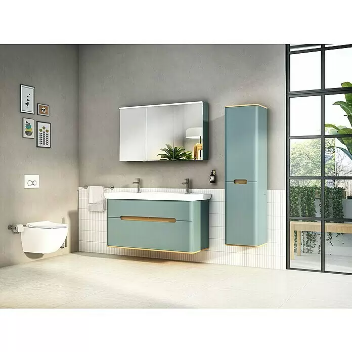 VitrA Sento Badmöbel-Set - Gesamtbreite Badmöbel: 130 cm, Fjordgrün, Matt - Stimmungsaufnahme