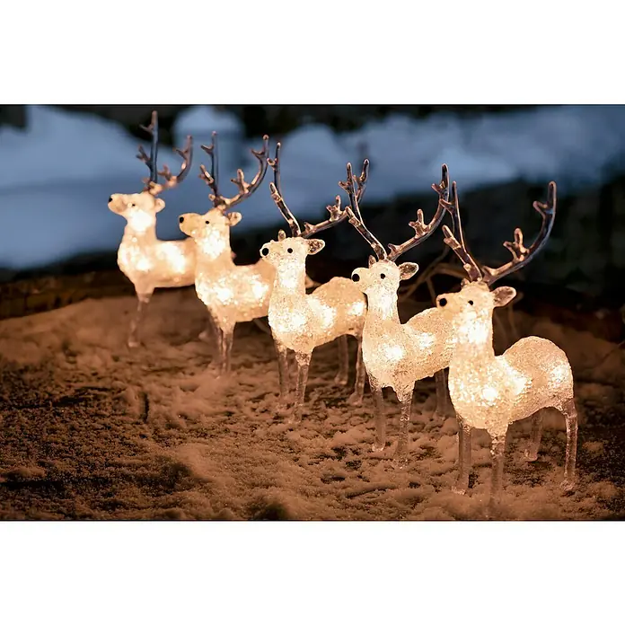 Konstsmide LED-Weihnachtsdekoleuchte LED Acryl - 4 m x 13 cm x 19 cm, Weiß, Netzbetrieben, LED - Funkelnde Rentierfiguren erhellen die Winterlandschaft und sorgen für festliche Stimmung mit ihrem warmen Lichtschein in der Dunkelheit.