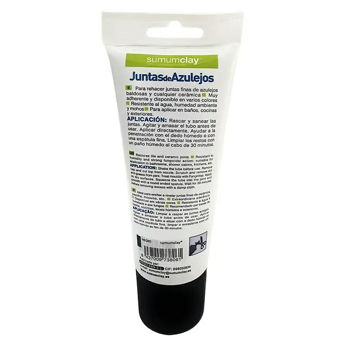 Masilla Juntas de Azulejos - Negro, 200 ml - Tubo de renovador de juntas Sumumclay en negro, ideal para restaurar juntas de azulejos en baños y cocinas, resistente al agua y al moho.