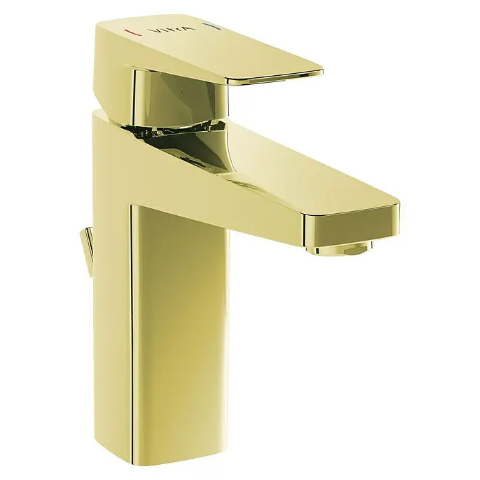 Waschbeckenarmatur Mit 2 Kreuzgriffen – Goldpoliert, Messing, Einlochmontage