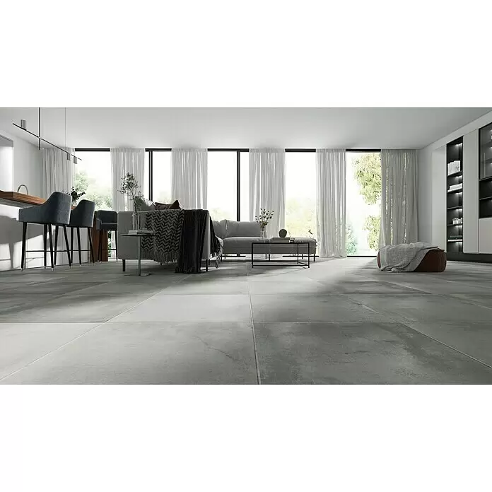 Feinsteinzeugfliese Manhattan Smoke - 60 x 60 cm, Grau, Matt - Stimmungsaufnahme