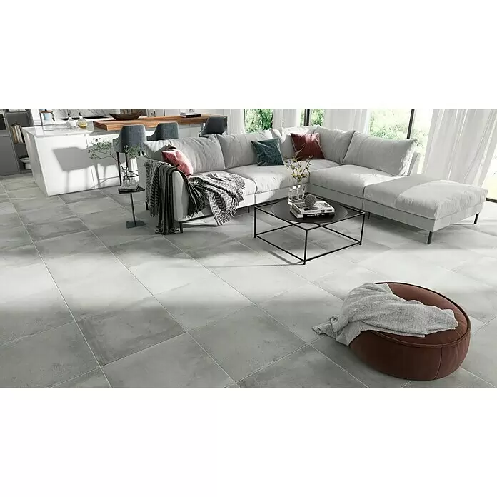 Feinsteinzeugfliese Manhattan Smoke - 60 x 60 cm, Grau, Matt - Stimmungsaufnahme