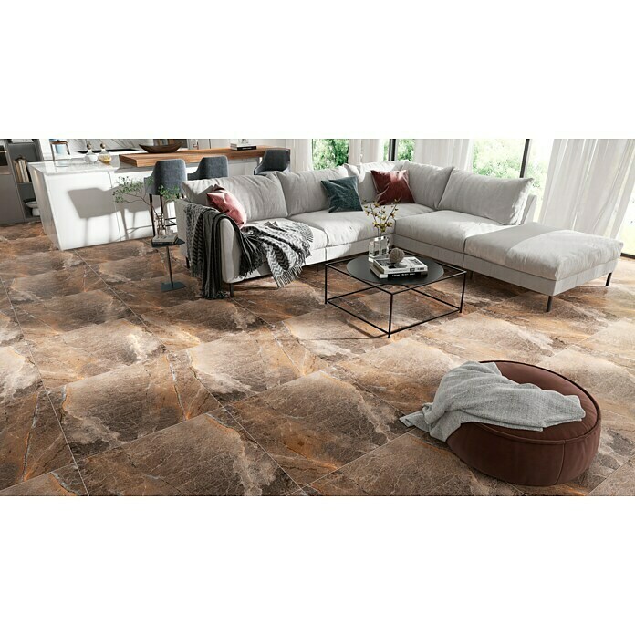 Granitogresne ploščice Etienne  (80 x 80 cm, Rjava, Sijaj) | 4240 - Natursteinoptik | EAFA - Bodenfliesen | EAF - Fliesen | EA - Fliesen | E - Fliesen | BAUHAUS