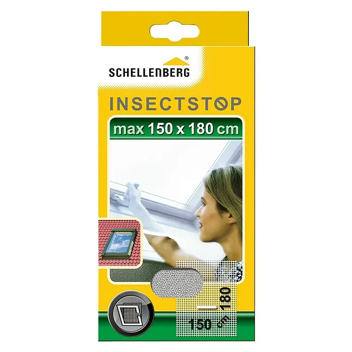 Schellenberg Mosquitera para tragaluces - An x Al: 150 x 180 cm, Montaje de la mosquitera: Pegado, Para interior - Embalaje de la mosquitera Insect Stop de Schellenberg, de máx. 150 x 180 cm, para instalar en los marcos de las ventanas.