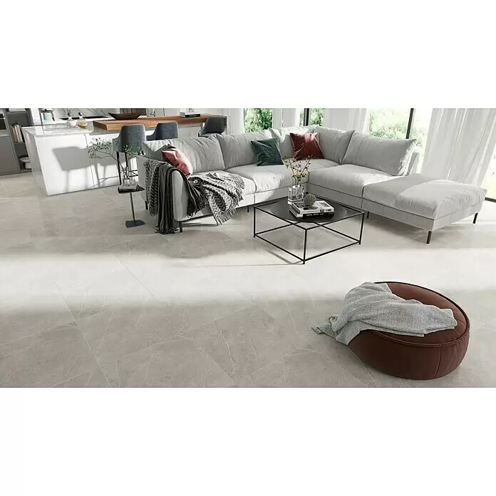 Feinsteinzeugfliese Ciana Grey - 60 x 60 cm, Grau, Glänzend - Stimmungsaufnahme