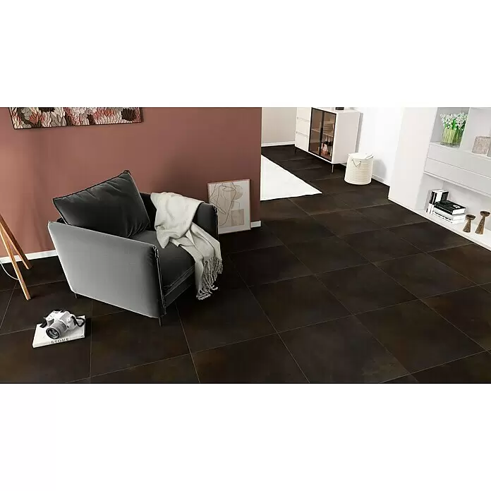 Feinsteinzeugfliese Metallo Ferro - 60 x 60 cm, Schwarz, Matt - Stimmungsaufnahme