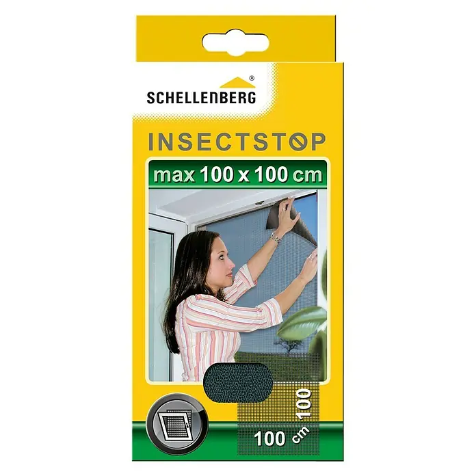 Schellenberg Insect Stop Mosquitera - An x Al: 100 x 100 cm, Color red: Antracita - Mosquitera para ventanas y puertas para una fácil fijación. Protege contra los insectos y los mantiene alejados. Máximo 100 x 100 cm.
