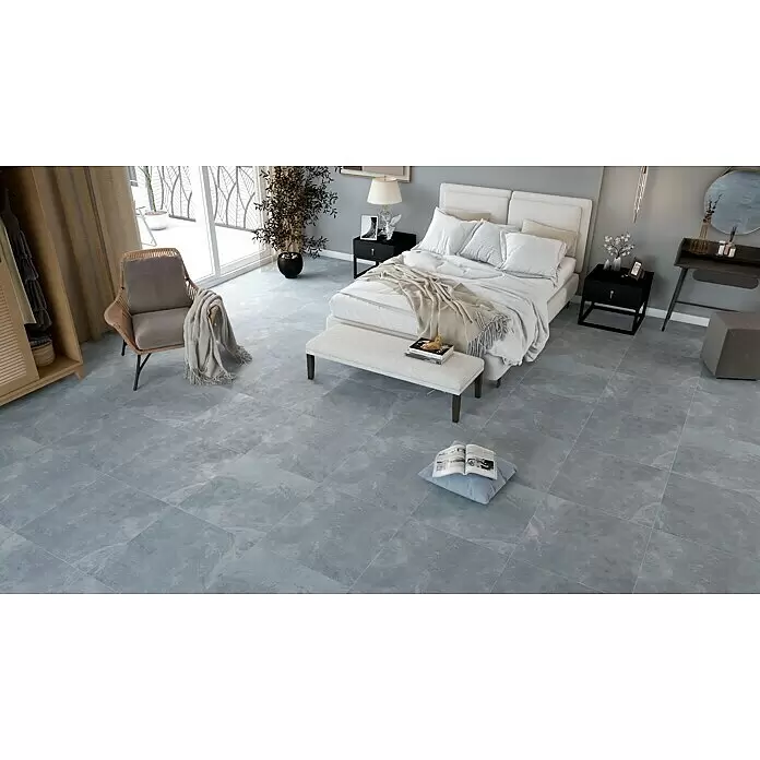 Feinsteinzeugfliese Geo Grey - 60 x 60 cm, Grau, Schimmernd - Stimmungsaufnahme
