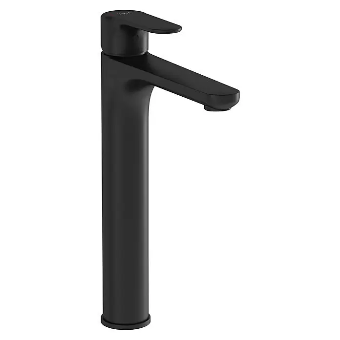 VitrA Waschtischarmatur Root Round - Höhe: 31,5 cm, Schwarz - Diagonale Ansicht