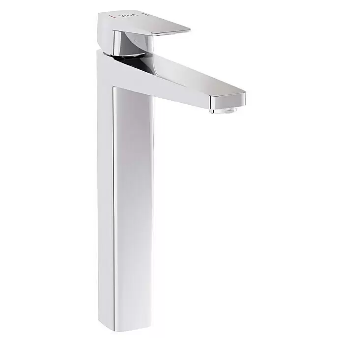 VitrA Waschtischarmatur Root Square - Höhe: 31 cm, Chrom - Moderner hoher Chrom-Waschtischmischer mit Einhebelbedienung und VITRA-Branding.