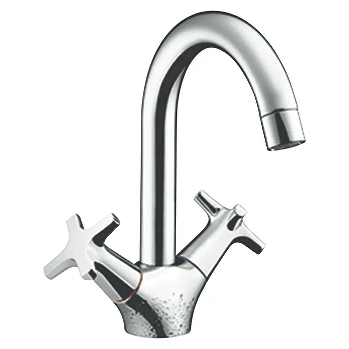 Hansgrohe MySport Grifo de lavabo - Cromo - Un brillante grifo de baño cromado con manijas en cruz para agua fría y caliente.