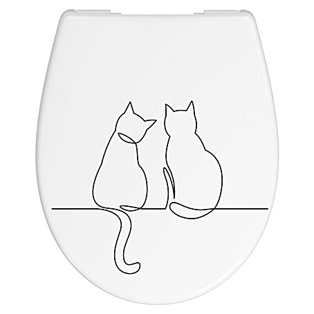 Poseidon WC-Sitz Cats (Duroplast, Weiß/Schwarz, Mit Absenkautomatik)