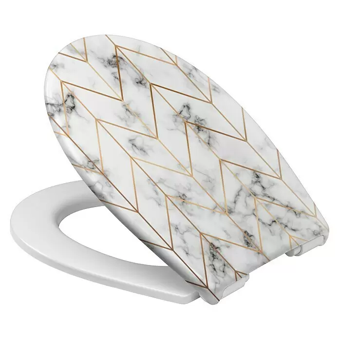 Poseidon WC-Sitz MarmorDuroplast, Marmor/Gold, Mit Absenkautomatik