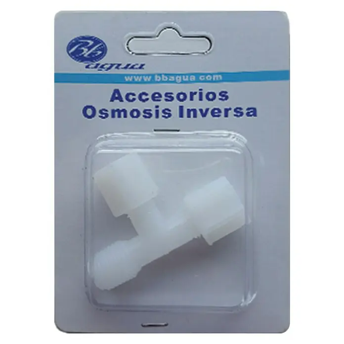 Bb agua Conector en T postfiltro - Polipropileno, ¼″ - Racor de osmosis inversa empaquetado con conector en T. Perfecto para sistemas de purificación de agua.