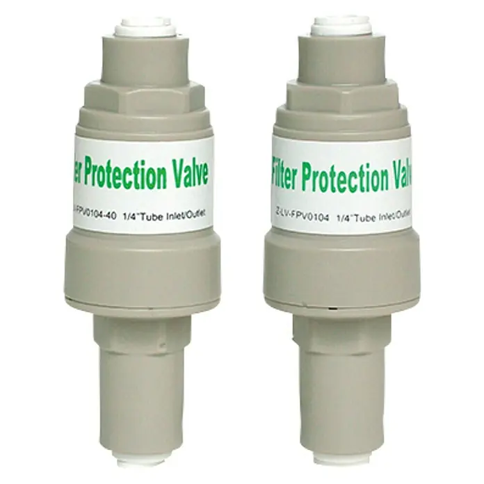 Bb agua Reductor de presión ósmosis - ¼″ - Dos válvulas de protección de filtro grises con etiquetas para tubos de 1/4 de pulgada para sistemas de filtro de agua.