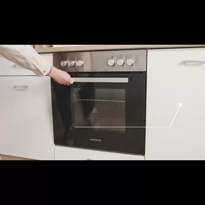 Respekta Singleküche Gerda - Breite: 210 cm, Grau, Mit Elektrogeräten, Volumen Backofen: 72 l - Respekta Kchenzeile Economy