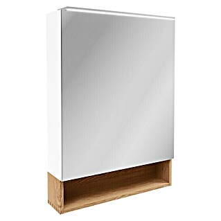 Camargue Nature LED-Spiegelschrank (B x H: 60 x 82,2 cm, Mit Beleuchtung, Spanplatte, Weiß/Eiche, Anschlag: Rechts)