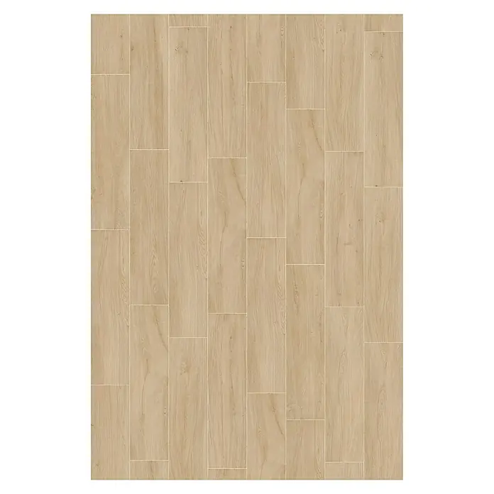 Harmonie by Palazzo Feinsteinzeugfliese - 30 x 120 cm, Eiche Hell, Matt - Ansicht von Bodenfliesen in hellbrauner Holzoptik, die ein realistisches und warmes Erscheinungsbild in jedem Raum erzeugen.