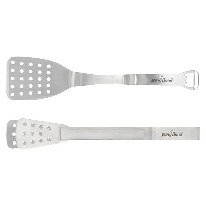 Kingstone Grillbesteck - 2 -tlg., Edelstahl - Edelstahl-Grillwender und Grillzange mit Kingston-Logo. Praktisches Zubehör für den Grillmeister.