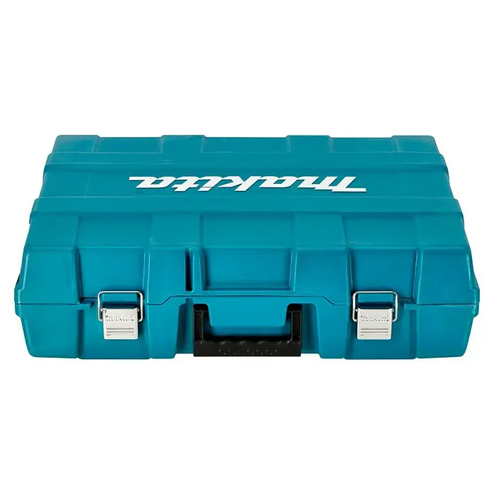 Makita Akku-Gasnagler GN420CLSE - 7,2 V, 2 Akkus, Länge Nagel: 15 mm - 40 mm - Türkisblauer Makita-Werkzeugkasten mit stabilem Griff und robusten Metallverschlüssen für sicheren Transport.