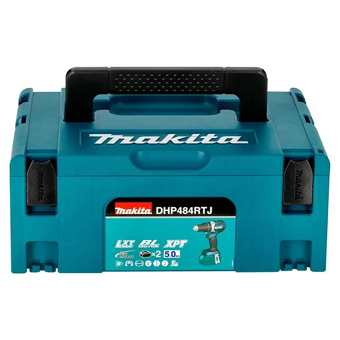 Makita LXT 18V Akku-Schlagbohrschrauber DHP484RTJ + Artikelnr. 33855482 hinzufügen* - 18 V, 2 Akkus, 54 Nm, Max. Schlagzahl: 30.000 /min - Makita DHP484RTJ Akku-Schlagbohrschrauber im robusten Transportkoffer. Ideal für Handwerker und Heimwerker.