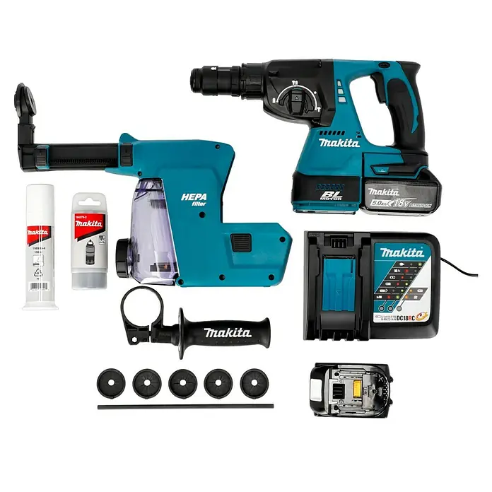 Makita LXT 18V Akku-Kombihammer DHR243RTJW18 V, 2 Akkus, 5 Ah, 2 J, Inkl. Staubabsaugung