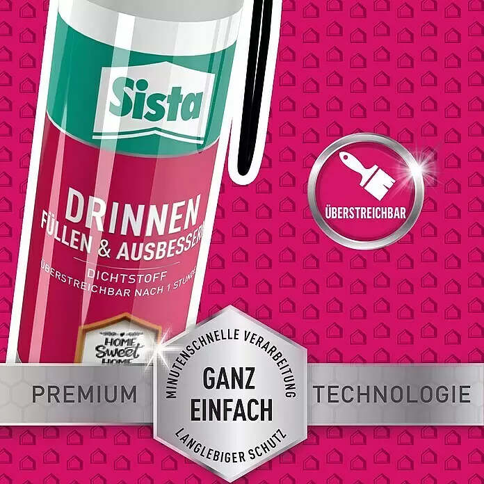 Sista Acryl-Dichtmasse Drinnen - Weiß, 100 ml - Sista Dichtstoff-Tube zum Füllen & Ausbessern, nach 1 Stunde überstreichbar, mit einfacher Anwendung und langlebigem Schutz.