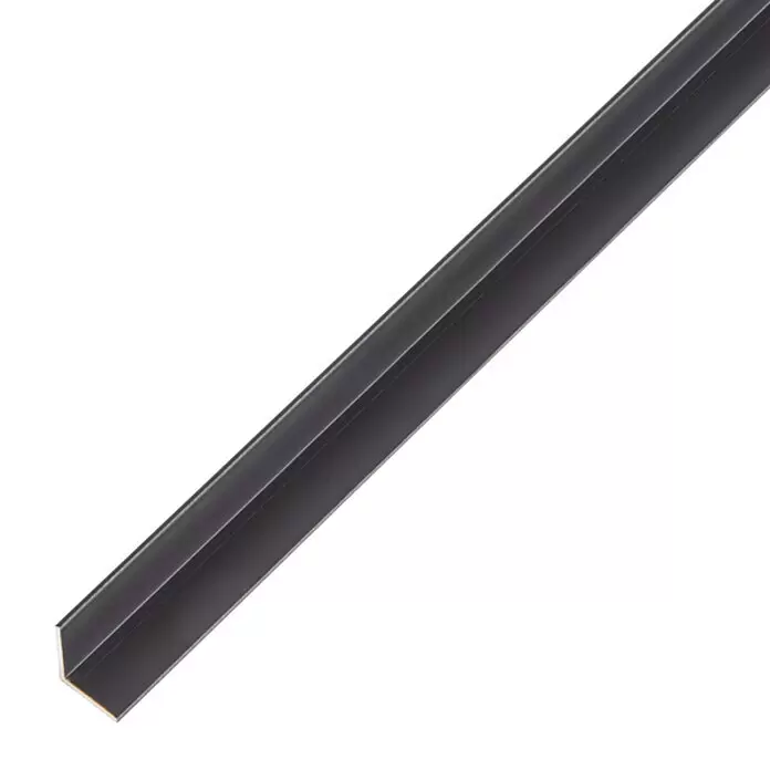 Kantoflex Winkelprofil - 2.000 x 10 x 10 mm, Stärke: 1 mm, Schwarz - Dunkelgraues L-förmiges Metallwinkelprofil.