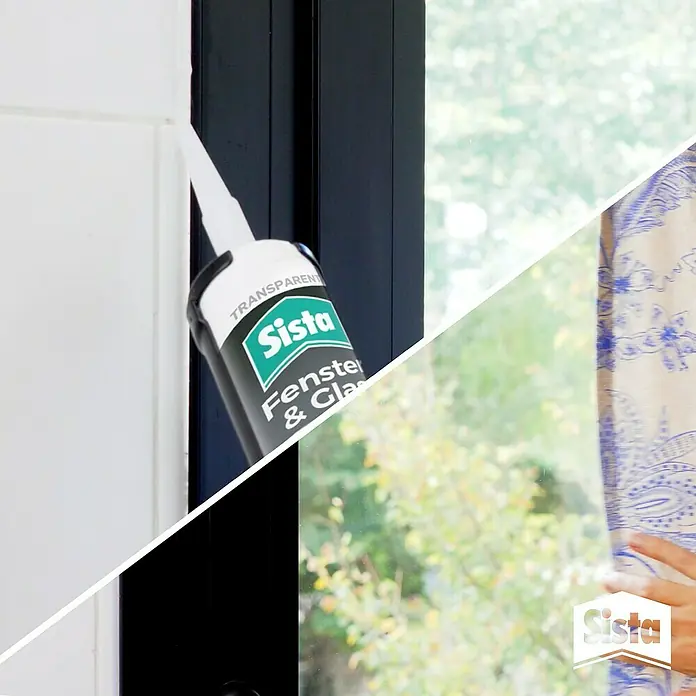Sista Fenster-Silikon Fenster & Glas - Transparent, 280 ml - Eine Tube Sista Fenster- und Glasdichtstoff in Transparent wird zum Abdichten eines Fensterrahmens verwendet, um Energieeffizienz zu gewährleisten.