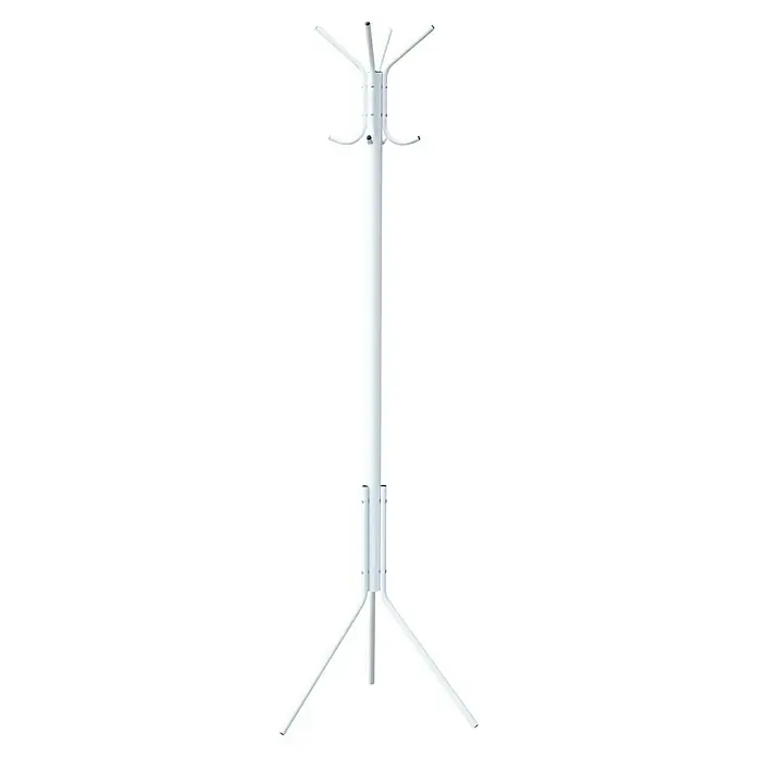 Perchero de pie Berlín - An x Al: 49 x 180 cm, Aluminio, Blanco, Carga soportada: 20 g - Elegante perchero blanco de pie con múltiples ganchos para abrigos y accesorios, perfecto para recibidor u oficina.