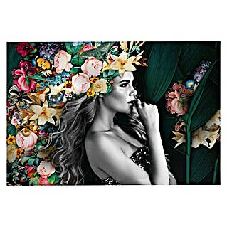 Foto op glas (Elegant Lady Leafs, b x h: 78 x 116 cm)