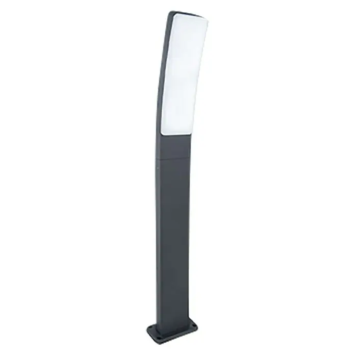 Lutec Sobremuro LED Kira - 19 W, Acero inoxidable, 12 x 11,4 x 74 cm - Una moderna luz de camino de color antracita con una luminaria rectangular brillante, ideal para caminos de jardín y entradas, que ofrece una iluminación elegante.