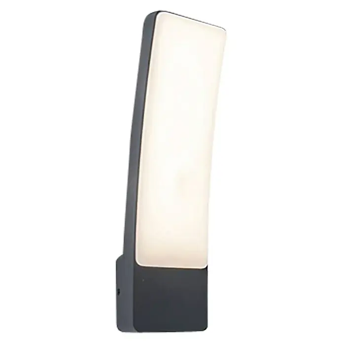 Lutec Aplique exterior LED Kira - 17,3 W, 8,3 x 11 x 31,1 cm, Antracita, IP54 - Una elegante lámpara de pared gris con una pantalla alargada e iluminada. Proporciona una iluminación agradable.