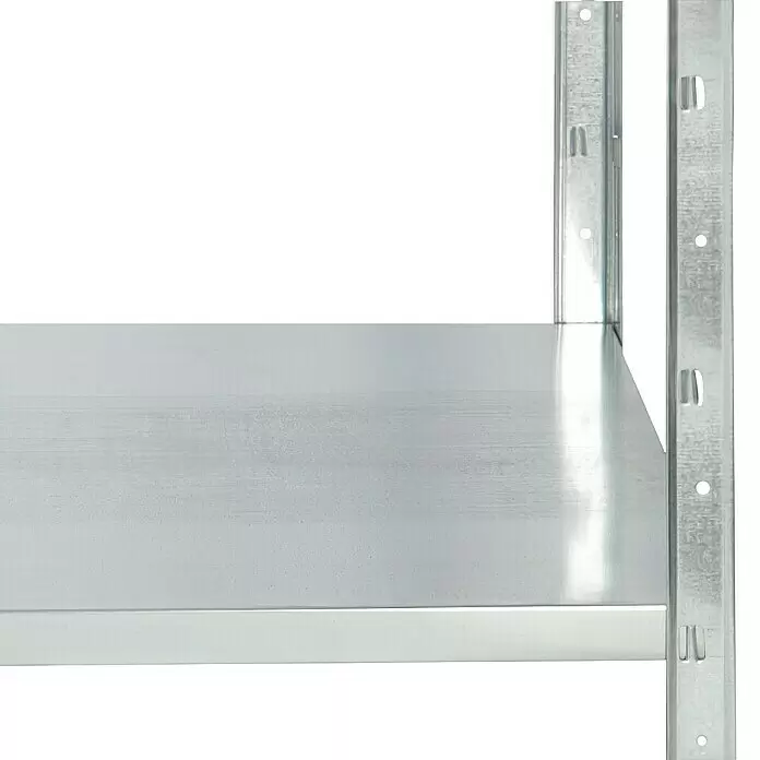 Regalux Metallregal - H x B x T: 188 x 100 x 45 cm, Traglast pro Boden: 65 kg, Anzahl Böden: 5 Stk., Stecken, Silber - Detailaufnahme
