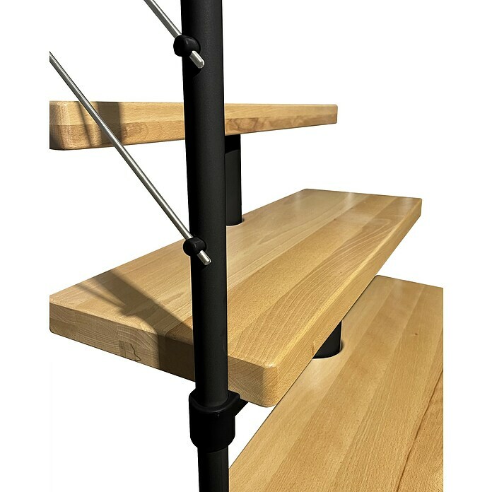 Atrium Mittelholmtreppe Dixi (Farbton Metall: RAL 9005, Breite: 70 cm, Buche, Gerade, Geschosshöhe: 222 cm - 300 cm) | BAUHAUS