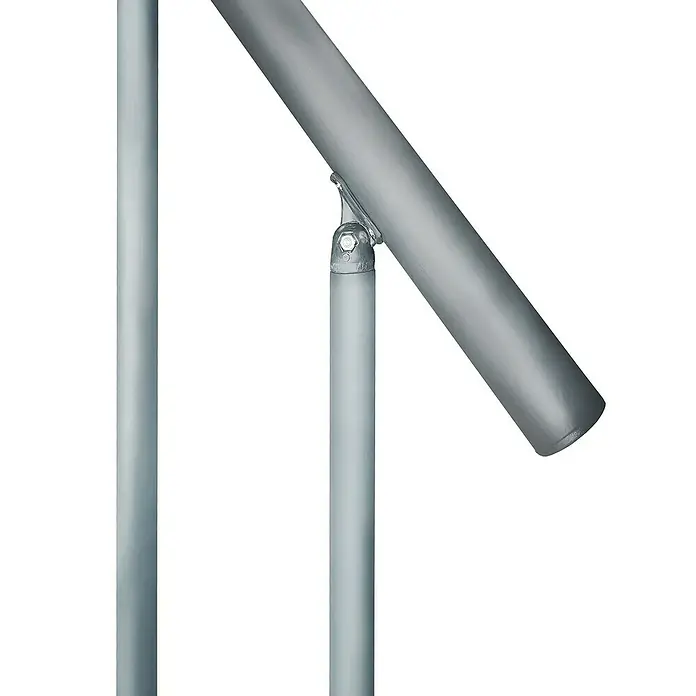 Atrium Spindeltreppe Novo - Farbton Metall: RAL 9006, Durchmesser: 140 cm, Buche, Geschosshöhe: 271,4 cm - 313,5 cm - Silbernes Treppengeländer mit Halterung für eine sichere und stilvolle Treppe. Stabiles Geländer für den Innen- und Außenbereich.