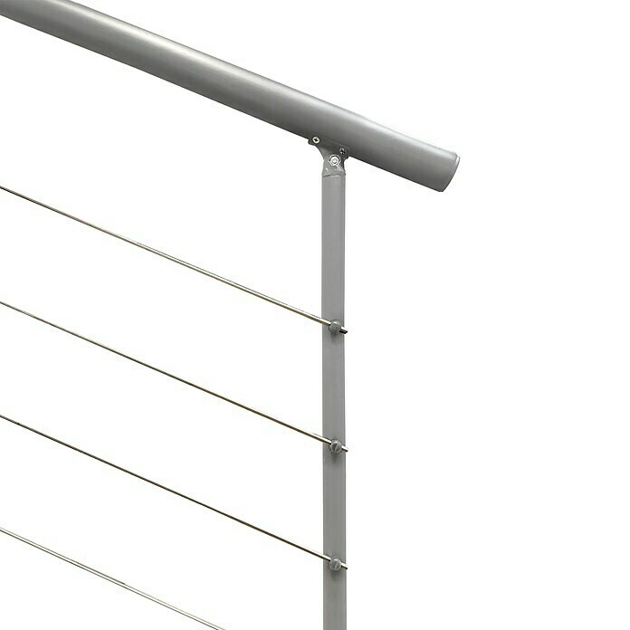 Atrium Mittelholmtreppe Dixi Plus (Farbton Metall: RAL 9006, Breite: 70 mm, Buche, 1/4-gewendelt, Geschosshöhe: 222 cm - 300 cm) | BAUHAUS