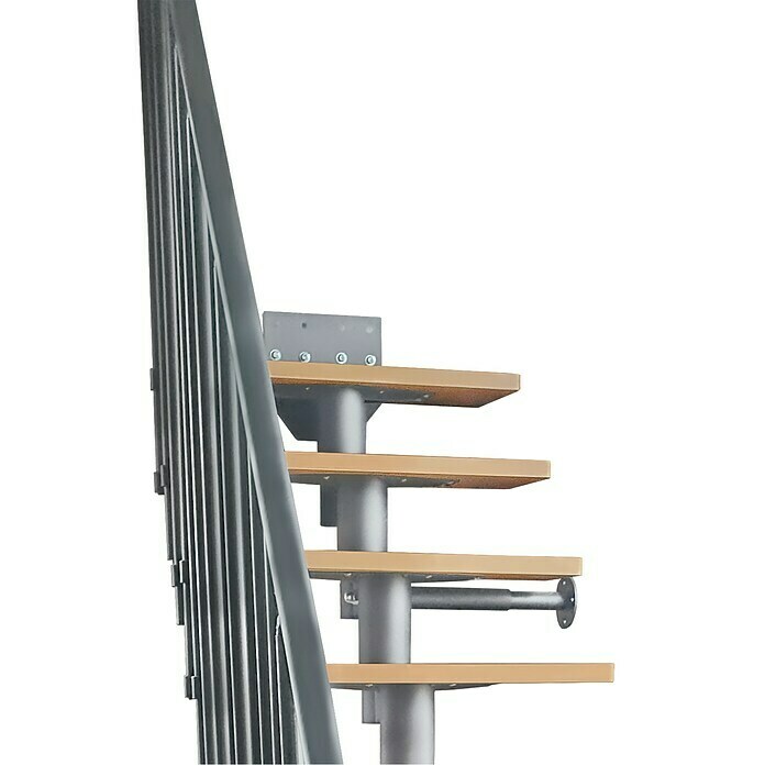 Atrium Raumspartreppe Mini Vertical (Farbton Metall: RAL 9006, Breite: 60 cm, Buche, Geschosshöhe: 222 cm - 300 cm) | BAUHAUS