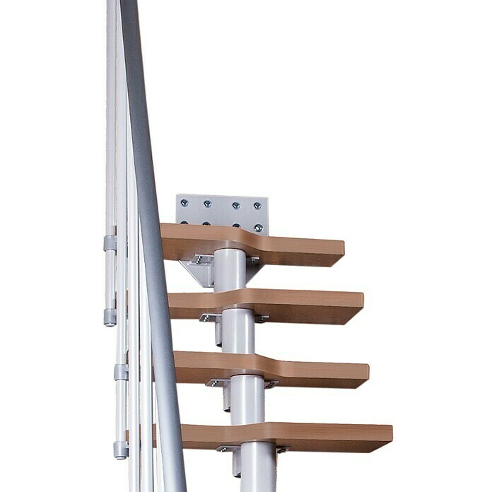 Atrium Raumspartreppe Mini (Farbton Metall: RAL 9006, Breite: 60 cm, Buche, Geschosshöhe: 222 cm - 300 cm) | BAUHAUS